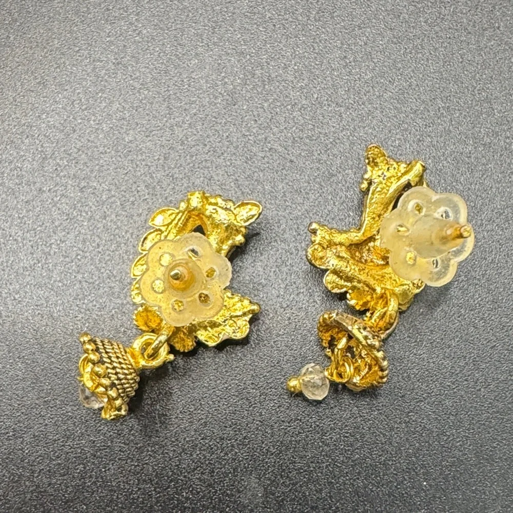 Indian jhumka earrings featuring a peacock design - Picture 2 of 4